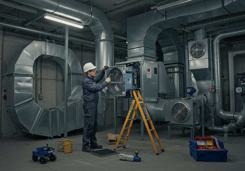 Maintenance curative complète de désenfumage mécanique avec remplacement DAD et treuil à Strasbourg en Alsace